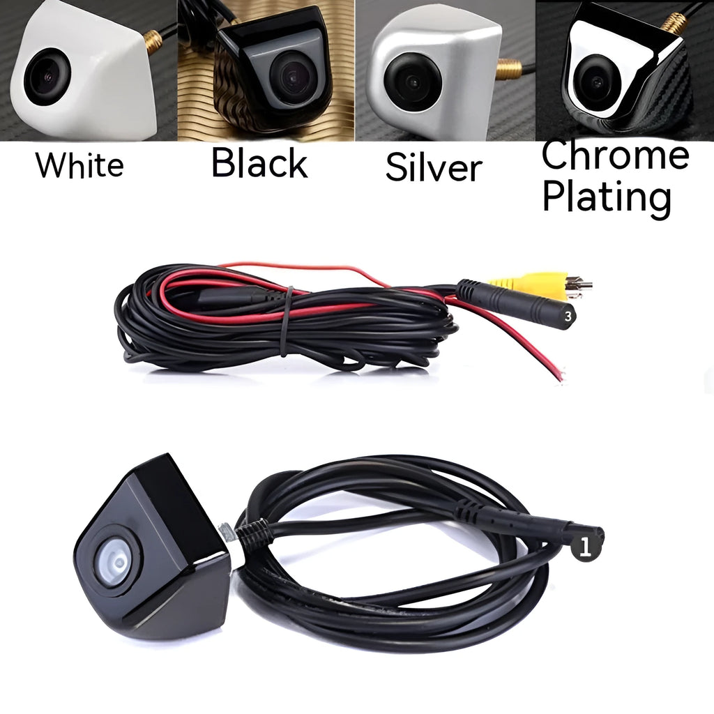 Screw plug-in HD car night vision waterproof rearview camera body with metal shell in black silver white chrome finish