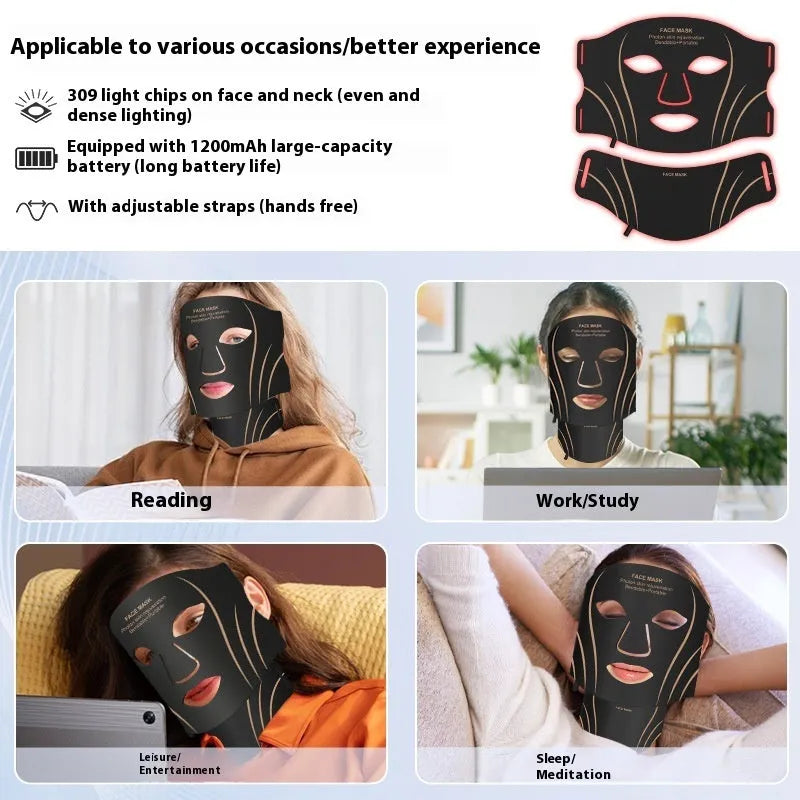 Black gold household beauty instrument facial mask with headband touch screen controls