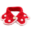 Handmade milk cotton knitted pet collar with cartoon pattern, shown in customisable sizes for small animals.