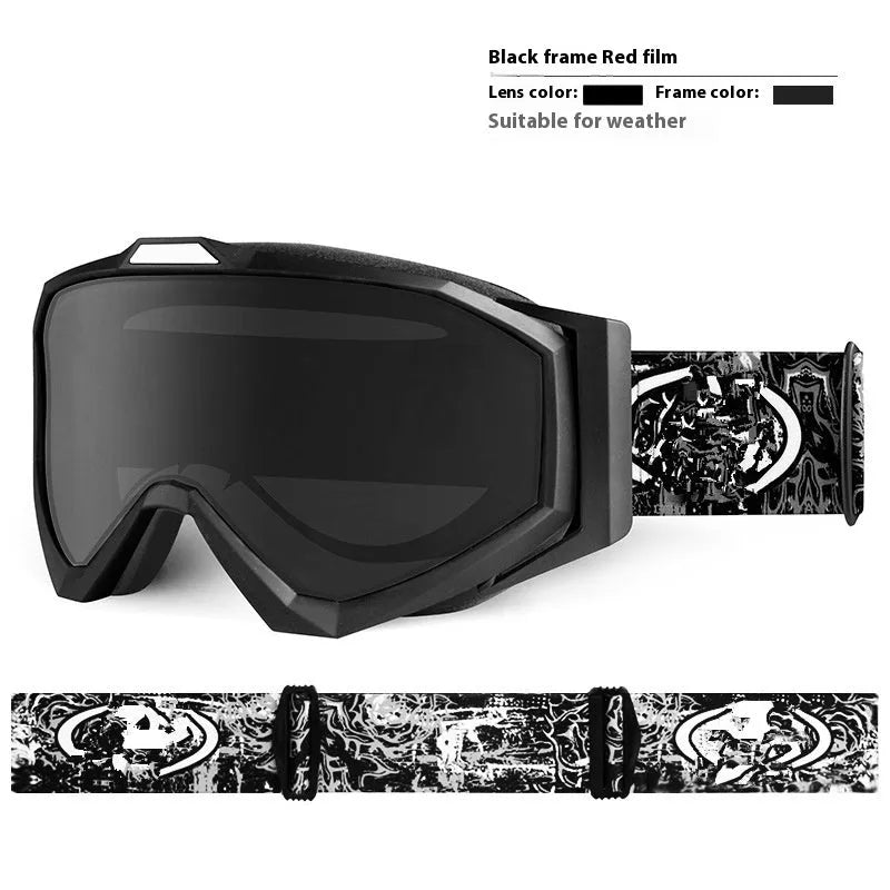 Motorcycle goggles with double-layer anti-fog lenses in various frame and lens colour options.