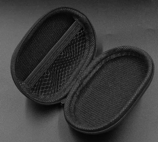 Black oval leather earphone storage bag for Etymotic EDX PRO and compatible models