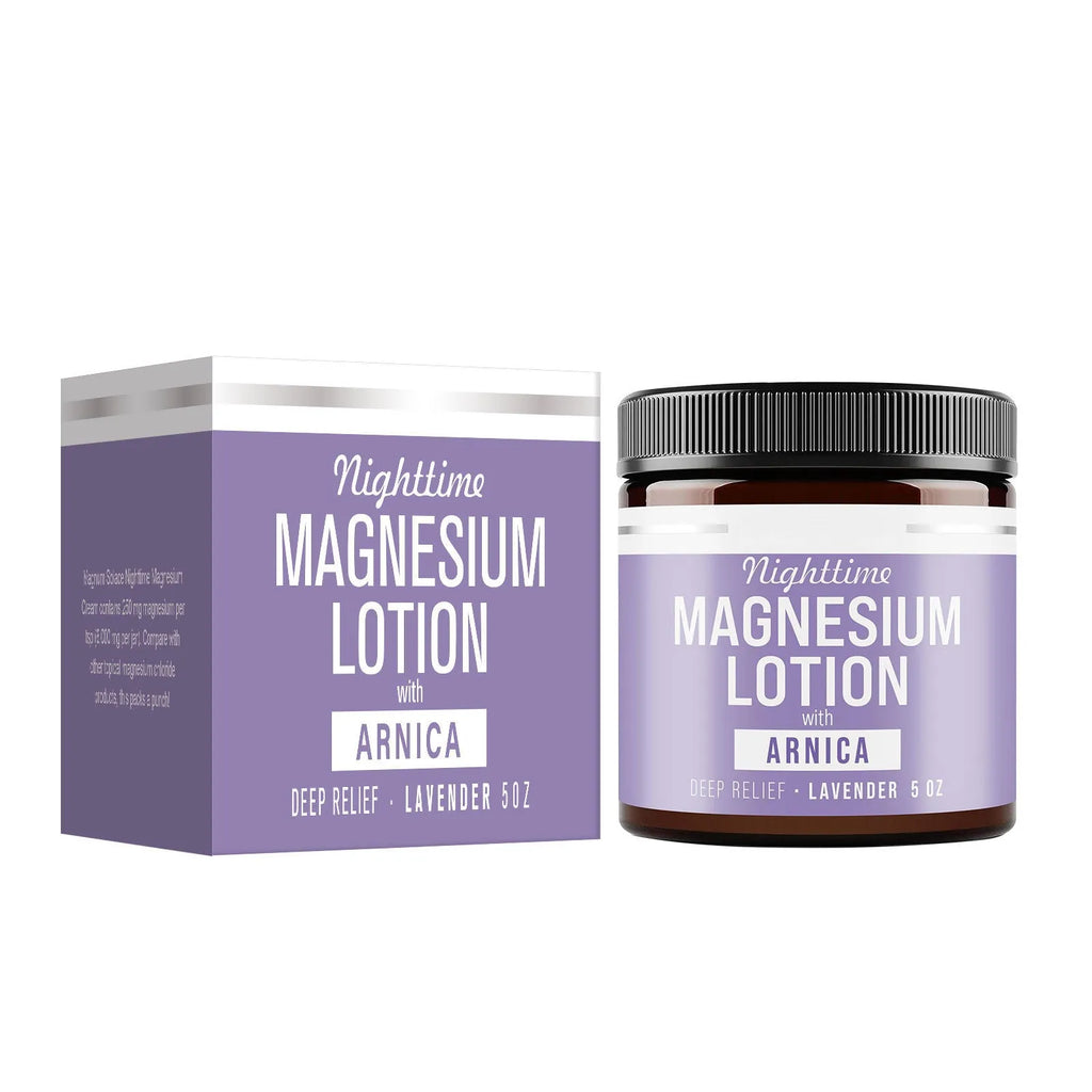 Jar of Magnesium Body Butter Cream, 150ml volume, with label showing ingredients.