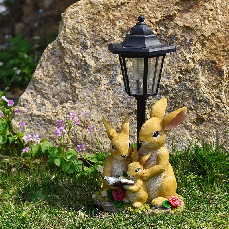 Hexagonal solar garden lamp in synthetic resin with decorative design options