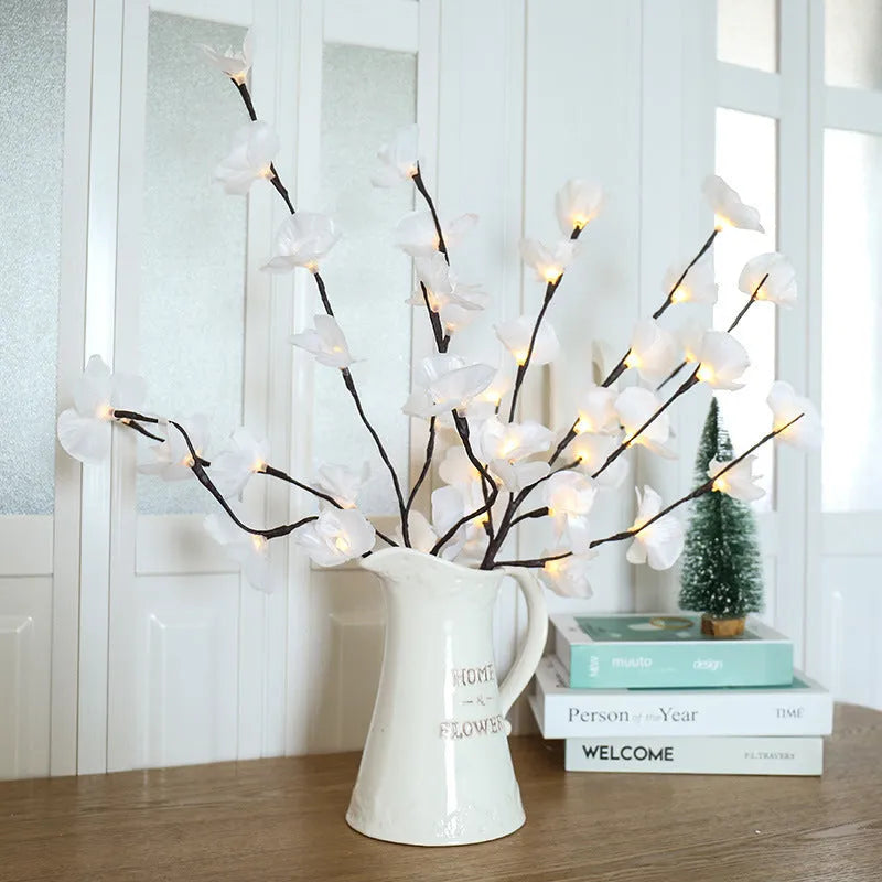 Pink LED phalaenopsis branch decorative light measuring 65cm with battery operation for bedrooms