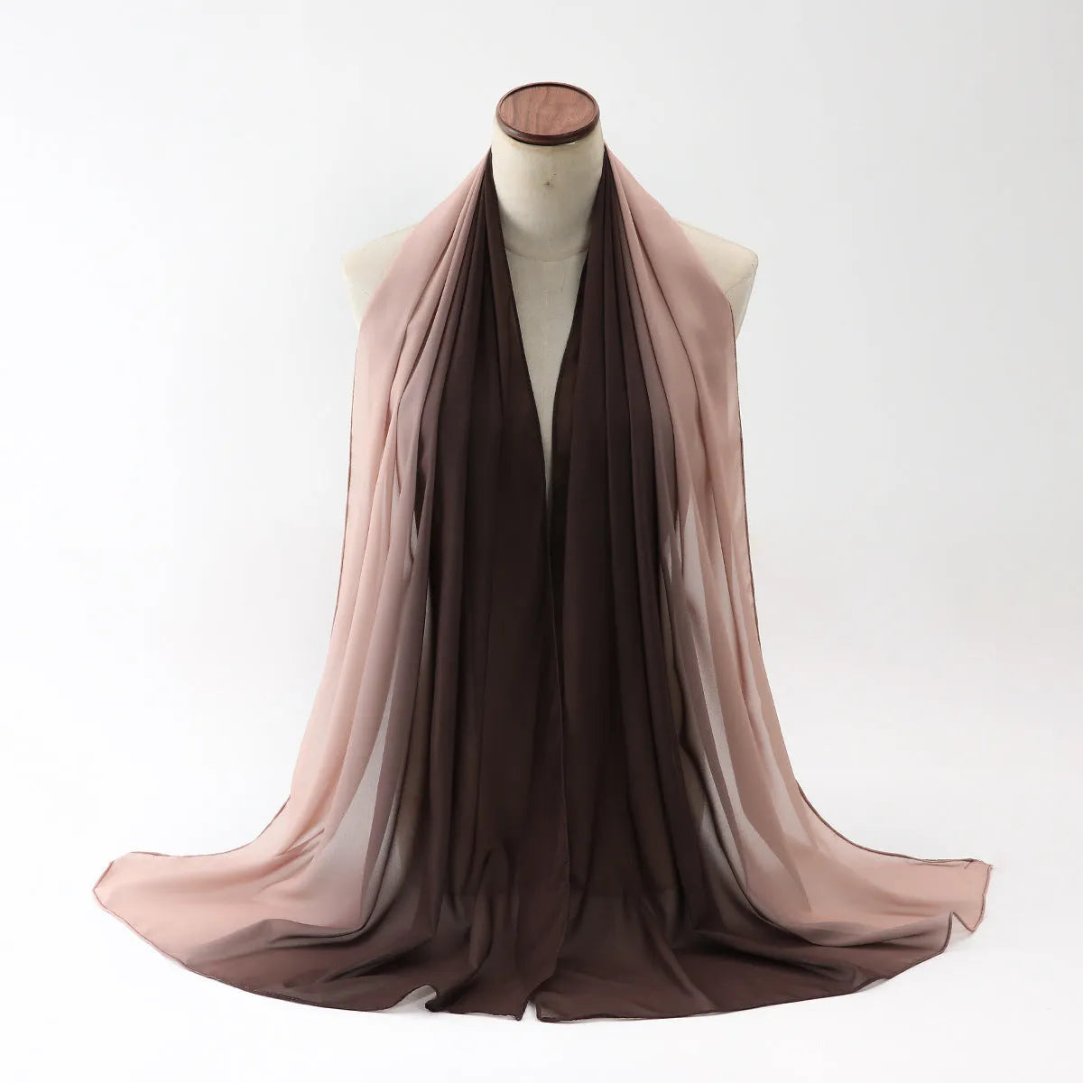 Long bubble towel texture chiffon scarf draped showing its length and colour.
