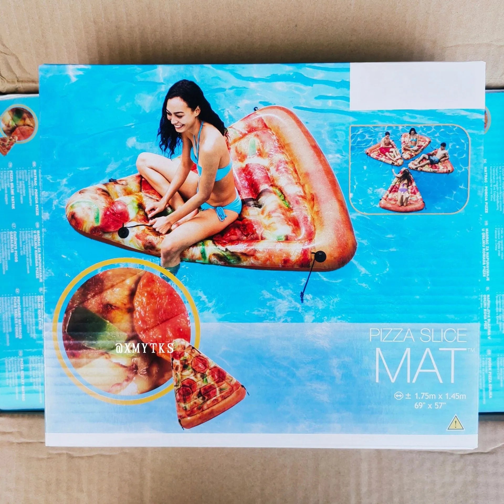 Pizza float surfboard inflatable pool lounger measuring 175cm by 145cm