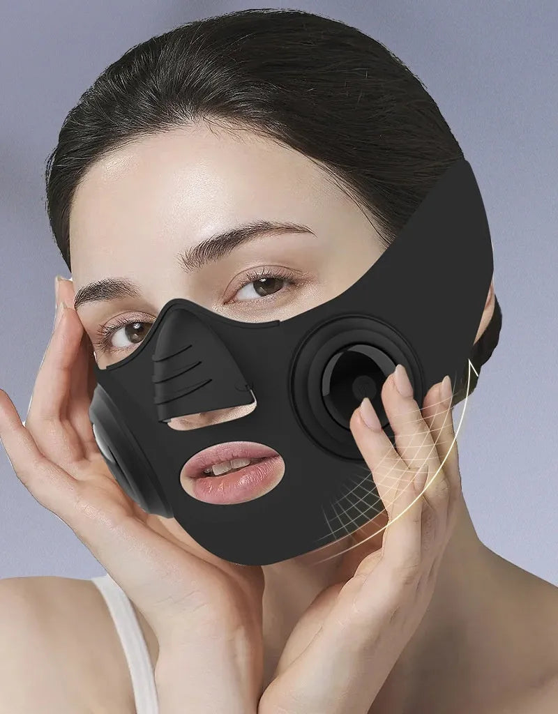 Black photon rejuvenation facial mask device with USB connection for home skincare