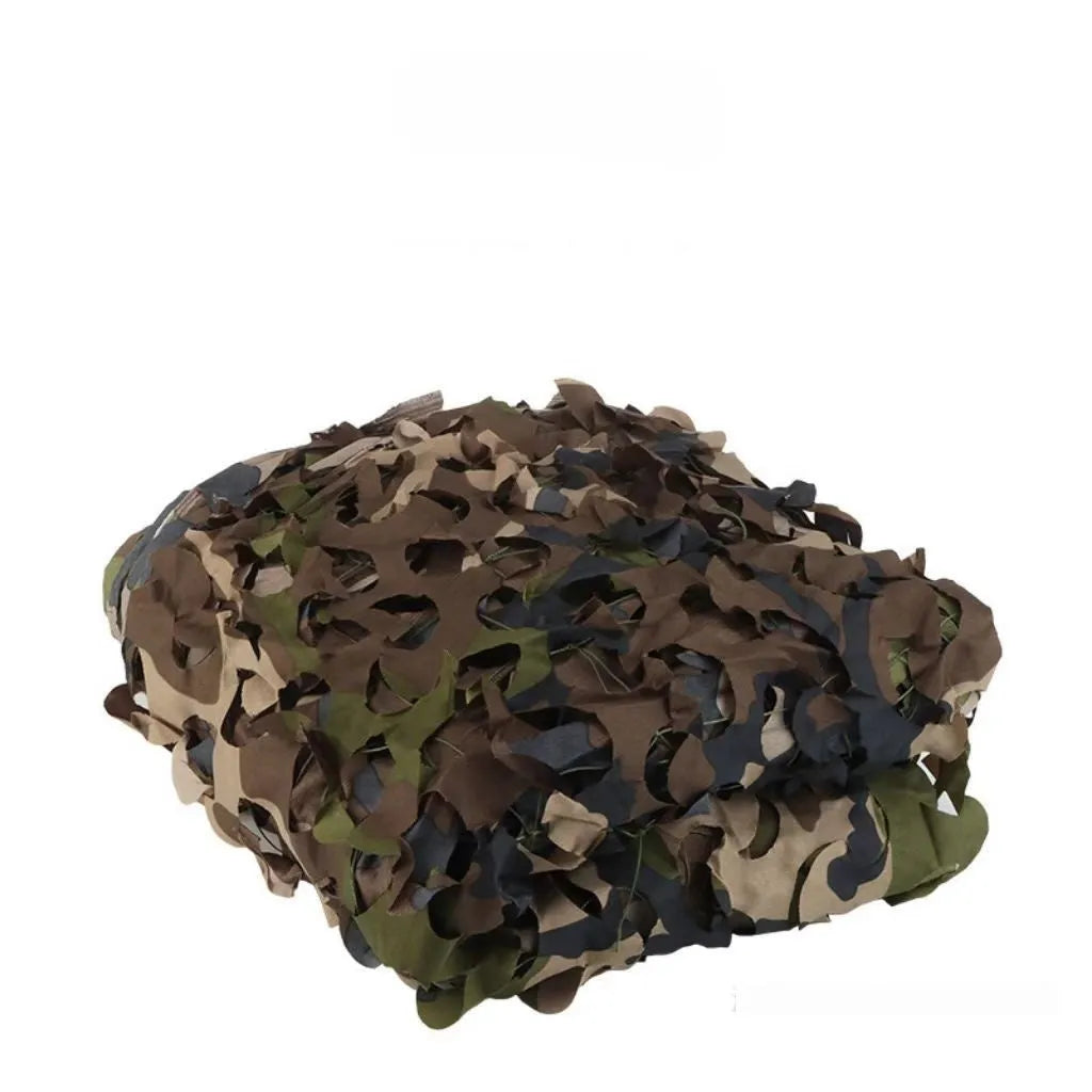 Green camouflage net cover set showing multiple pattern options for outdoor concealment and sunshade applications