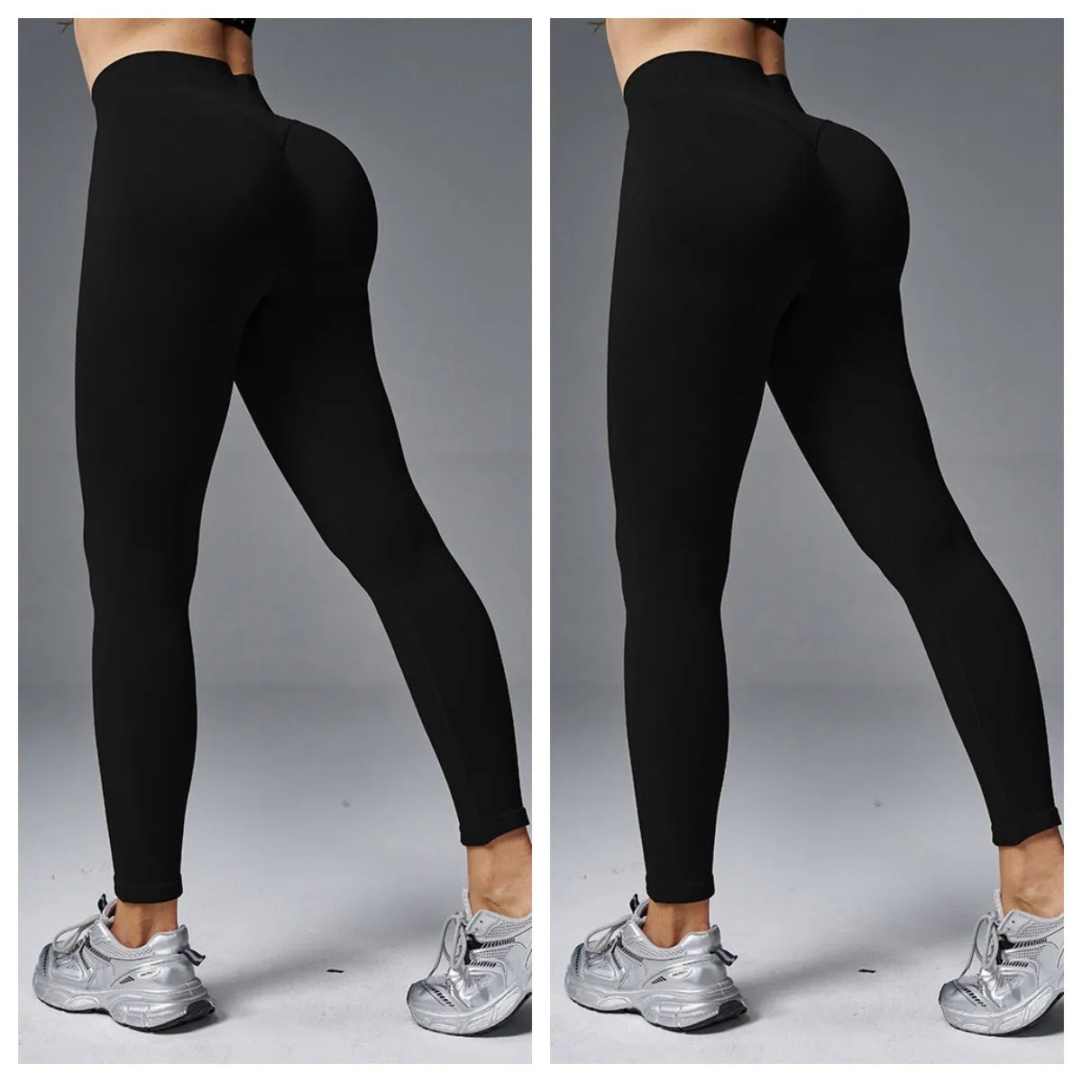 Women's peach hip tight mid waist yoga pants in light green colour, showing tight fit and hip design.