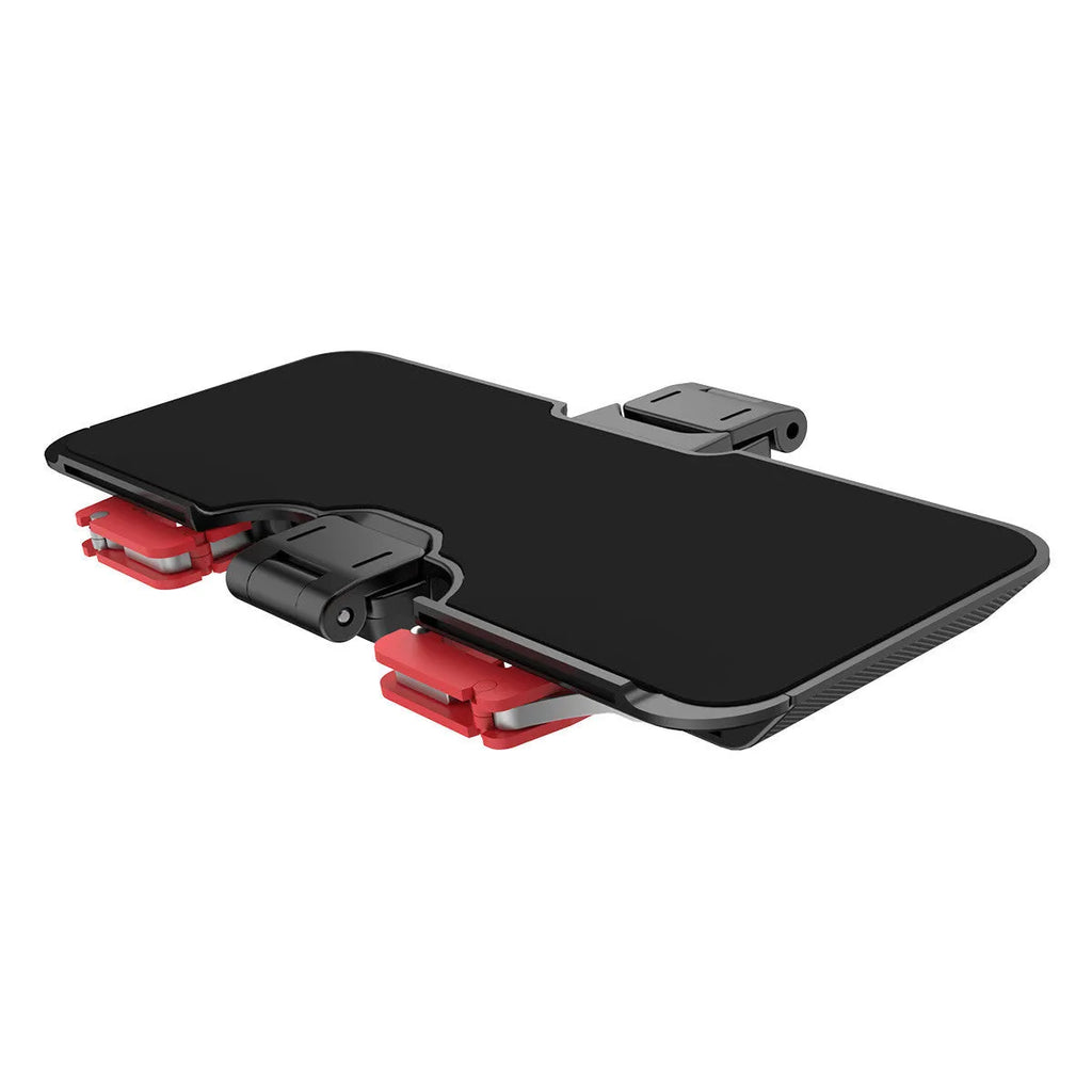 Black mobile phone gaming trigger bracket with adjustable clamp and metal trigger mechanism