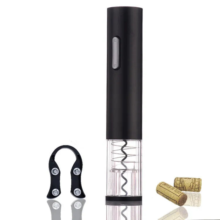 Black electric wine bottle opener with foil cutter, 23.5 cm length