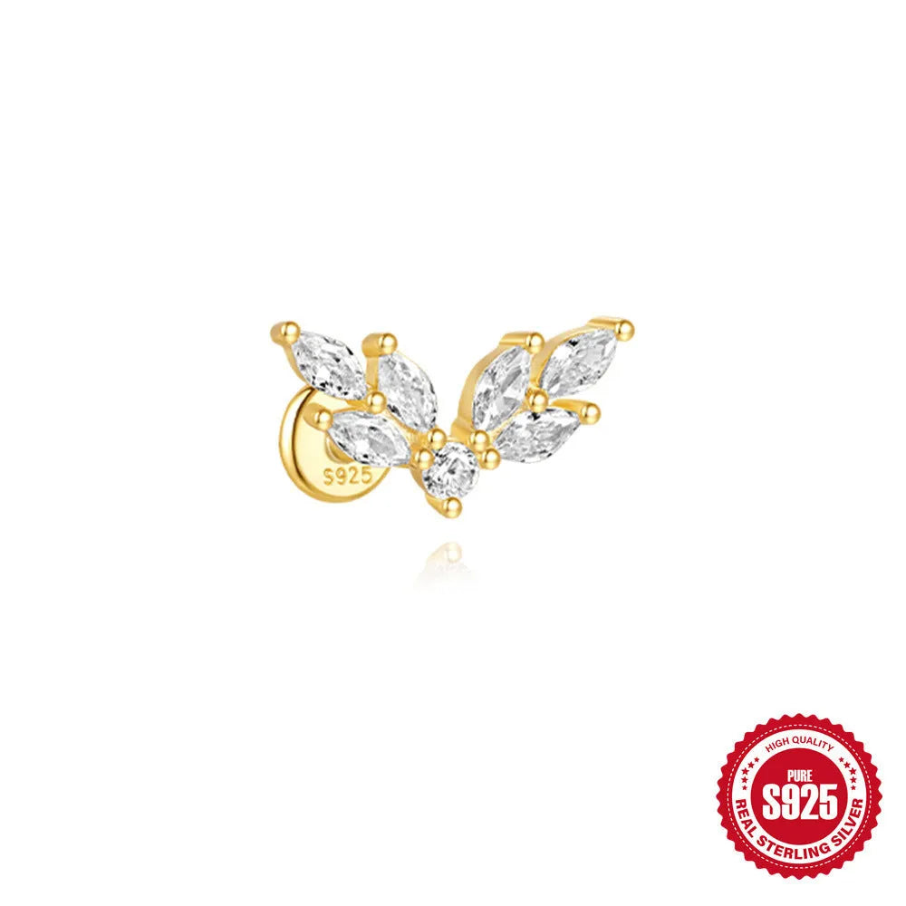 S925 sterling silver water drop earrings with flat spiral geometric design in gold colour