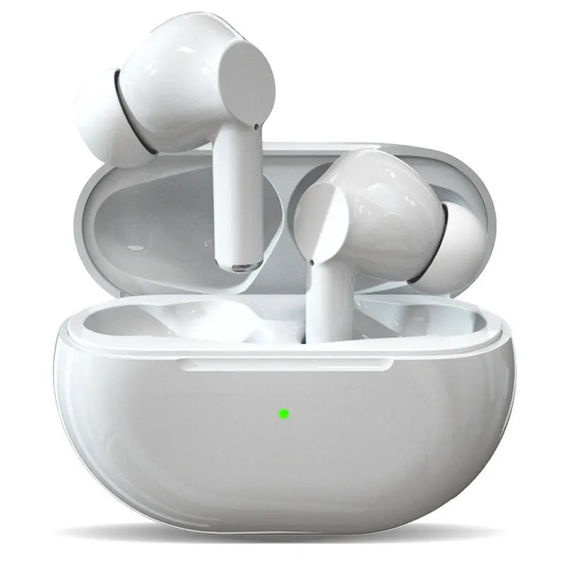 Pro4 Bluetooth wireless headset in black or white with a compact charging case.