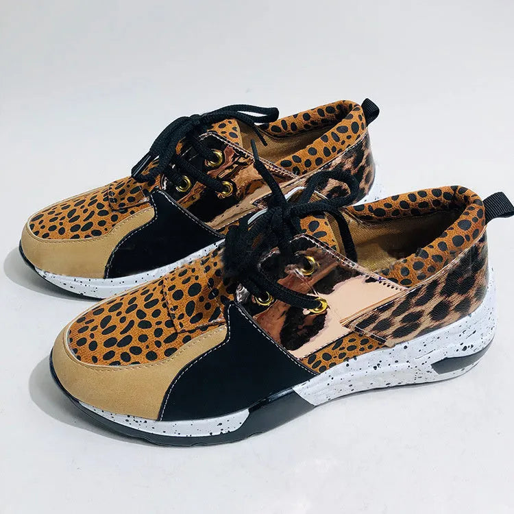 Women's casual wedge heel sports shoes in suede with animal print options