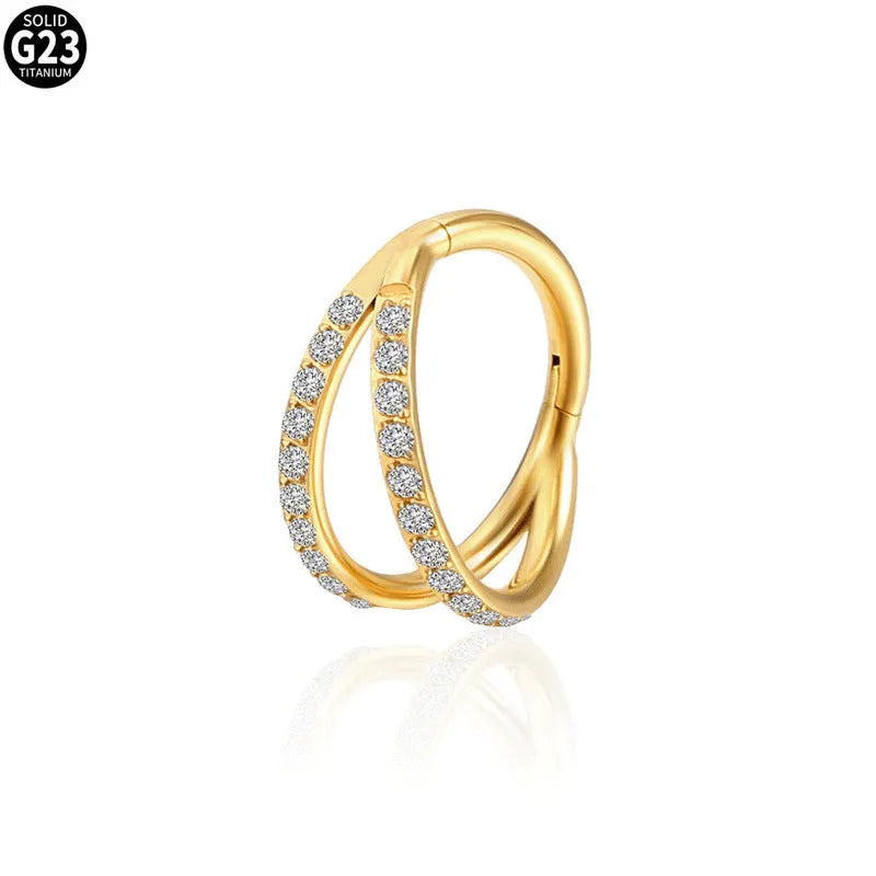 G23 titanium alloy nose ring lip ring earrings with diamond process in steel or gold finish