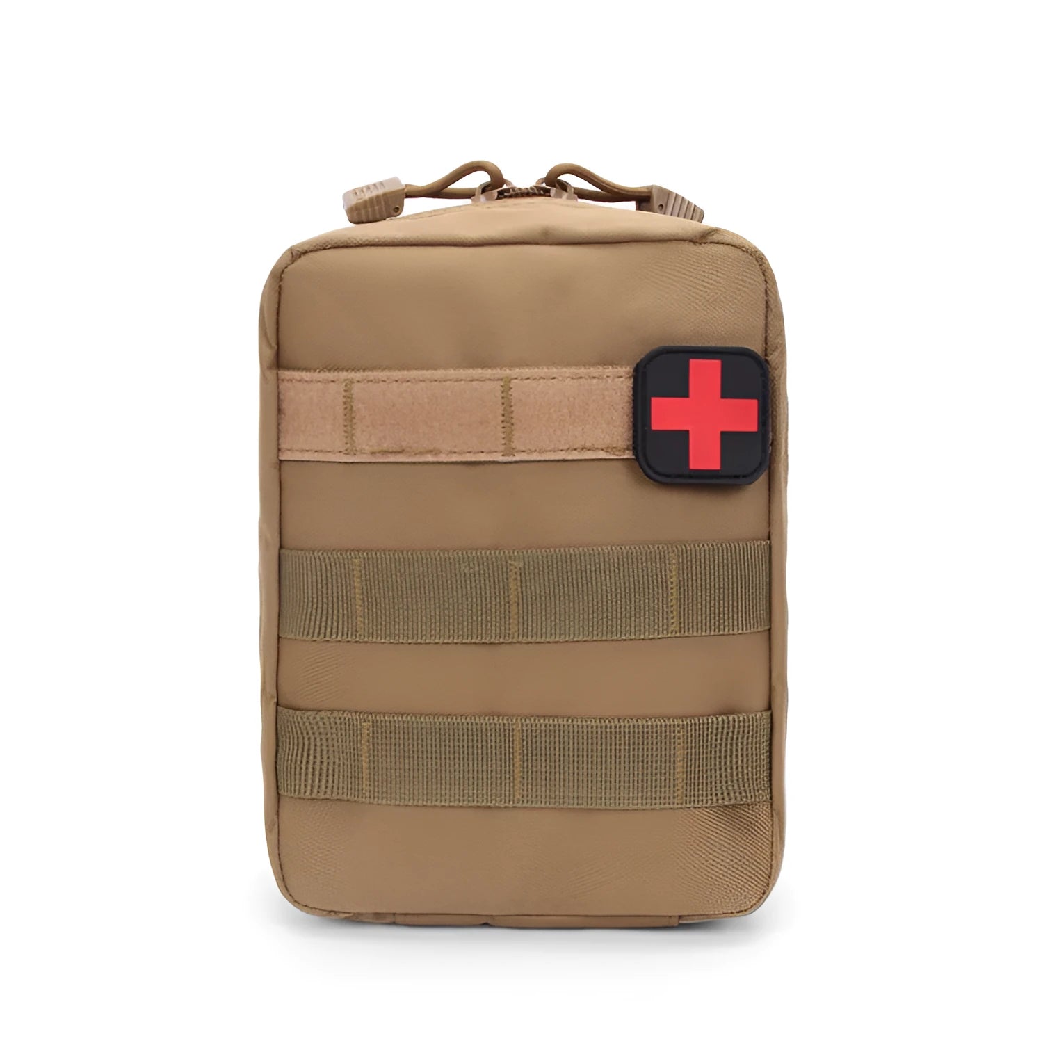 Tactical medical bag accessory pouch with hook-and-loop closure in wear-resistant nylon fabric