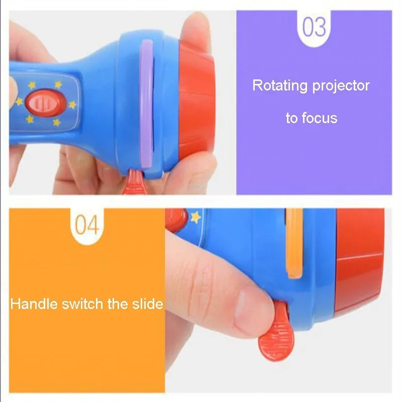 SmartKids story projector torch with four fairy tale discs projecting colourful images on wall