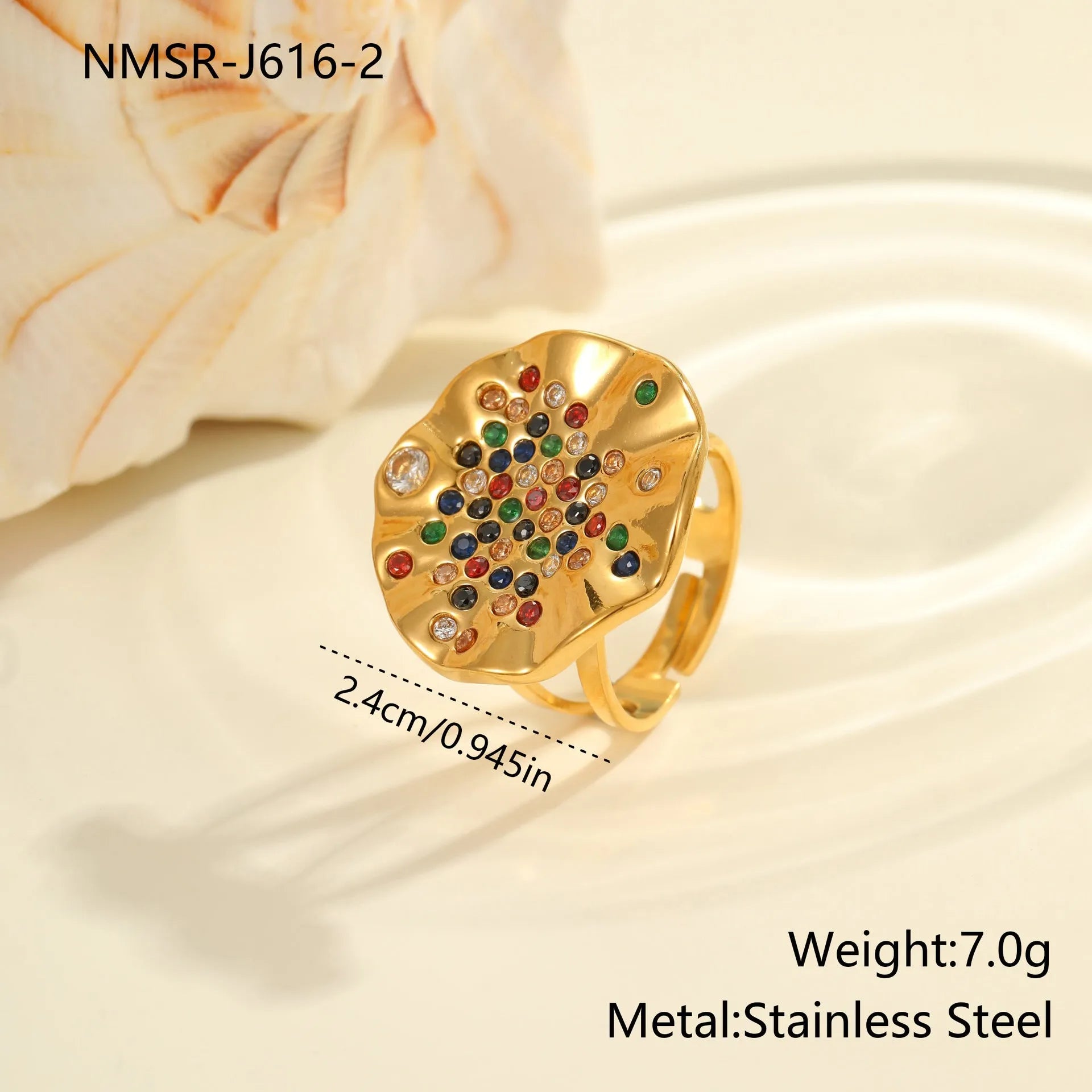 Pleated inlaid colour diamond titanium steel ring with geometry design and open mouth adjustable fit