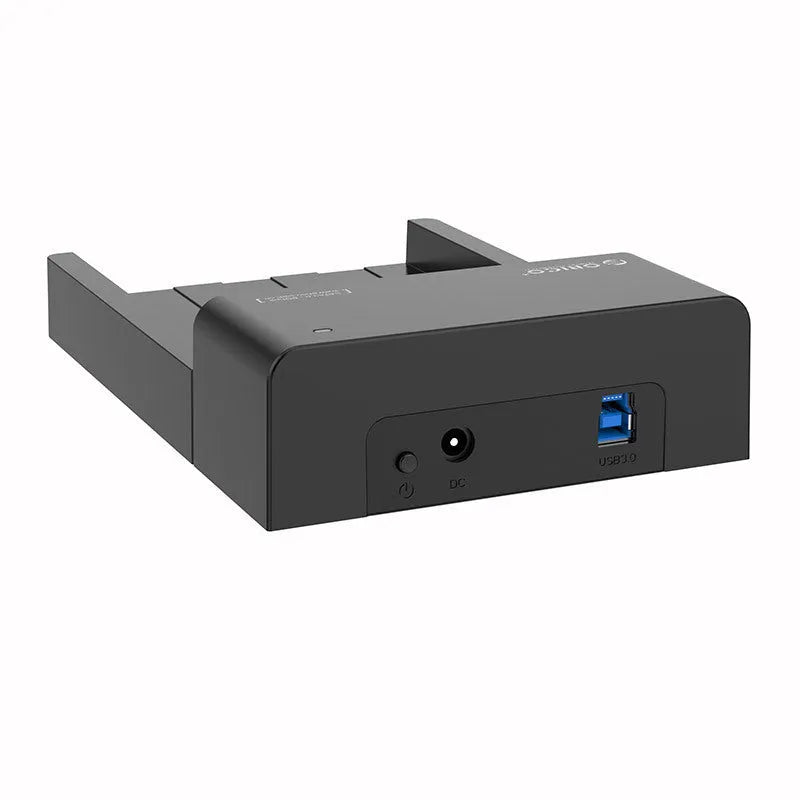 Black plastic hard disk box for 2.5-inch SATA drives with included data cable.