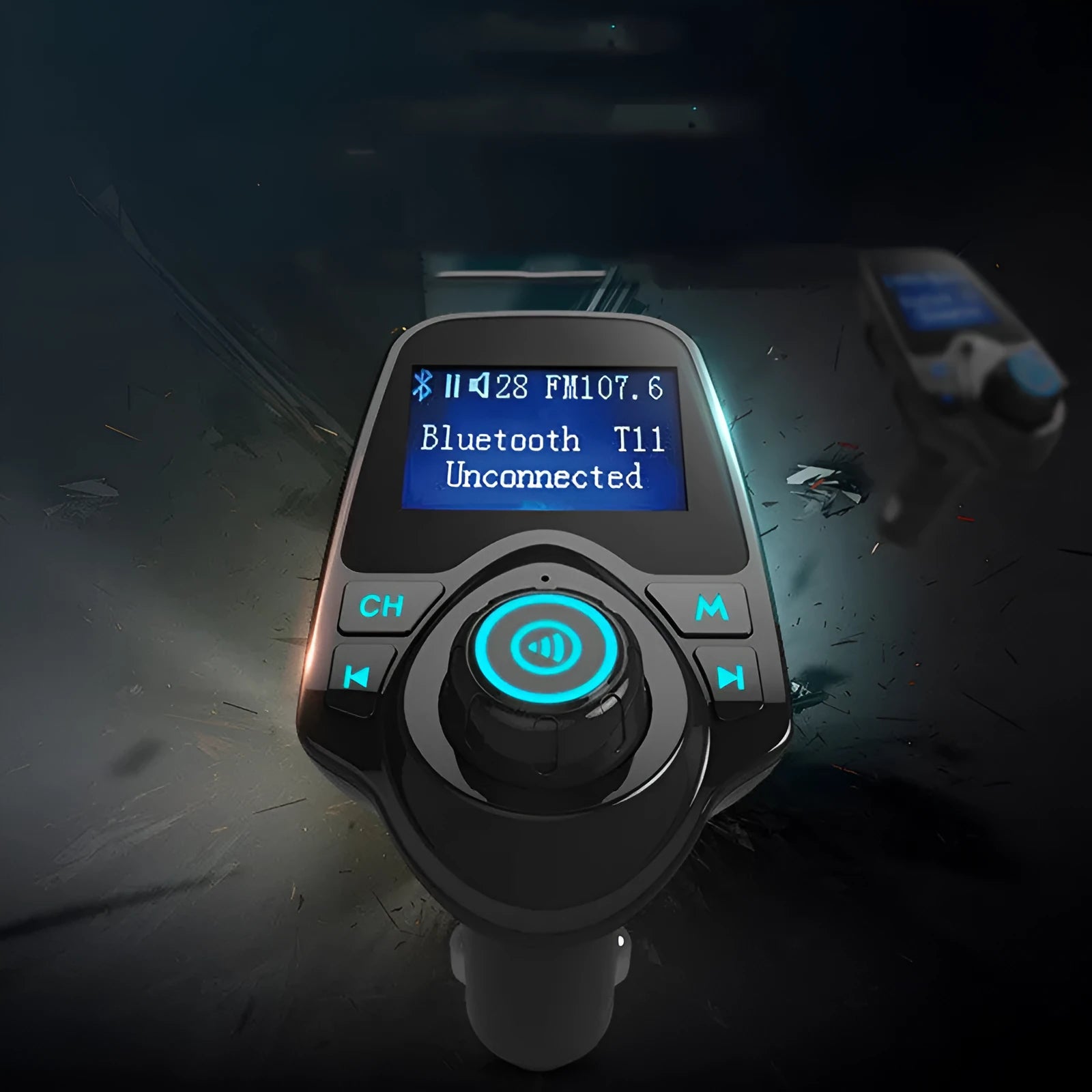 Black G7 Bluetooth car hands-free FM transmitter with USB charging port