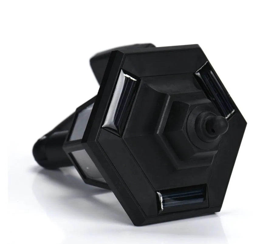 Black hexagonal solar wall lamp for outdoor garden and patio lighting