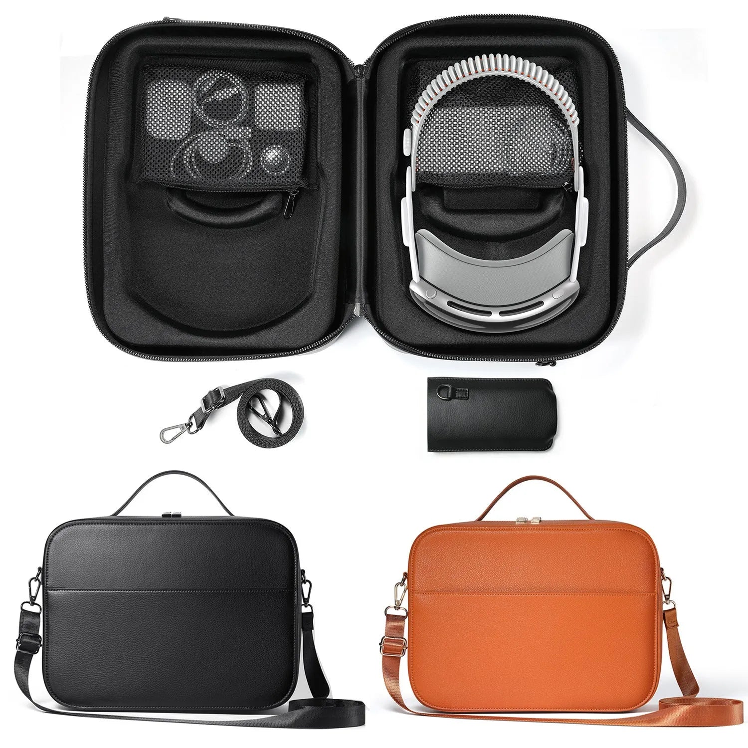 Black MR Glasses hard storage box for Apple Vision Pro headset on a table