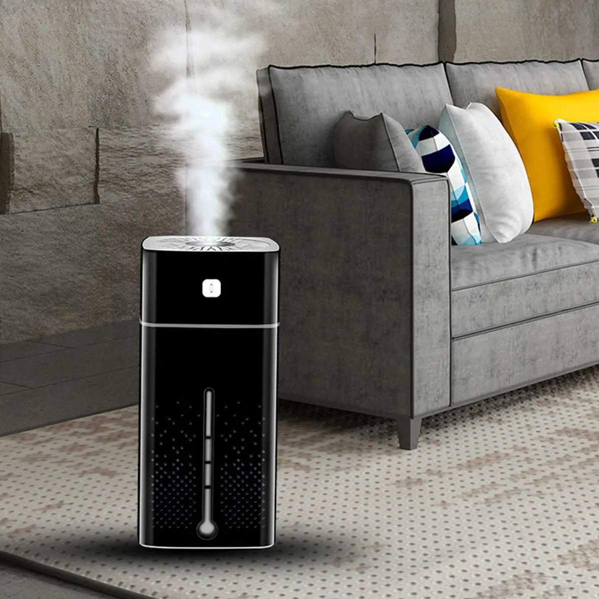 Black or white USB desktop humidifier 103mm wide 218mm high with 1000ml tank