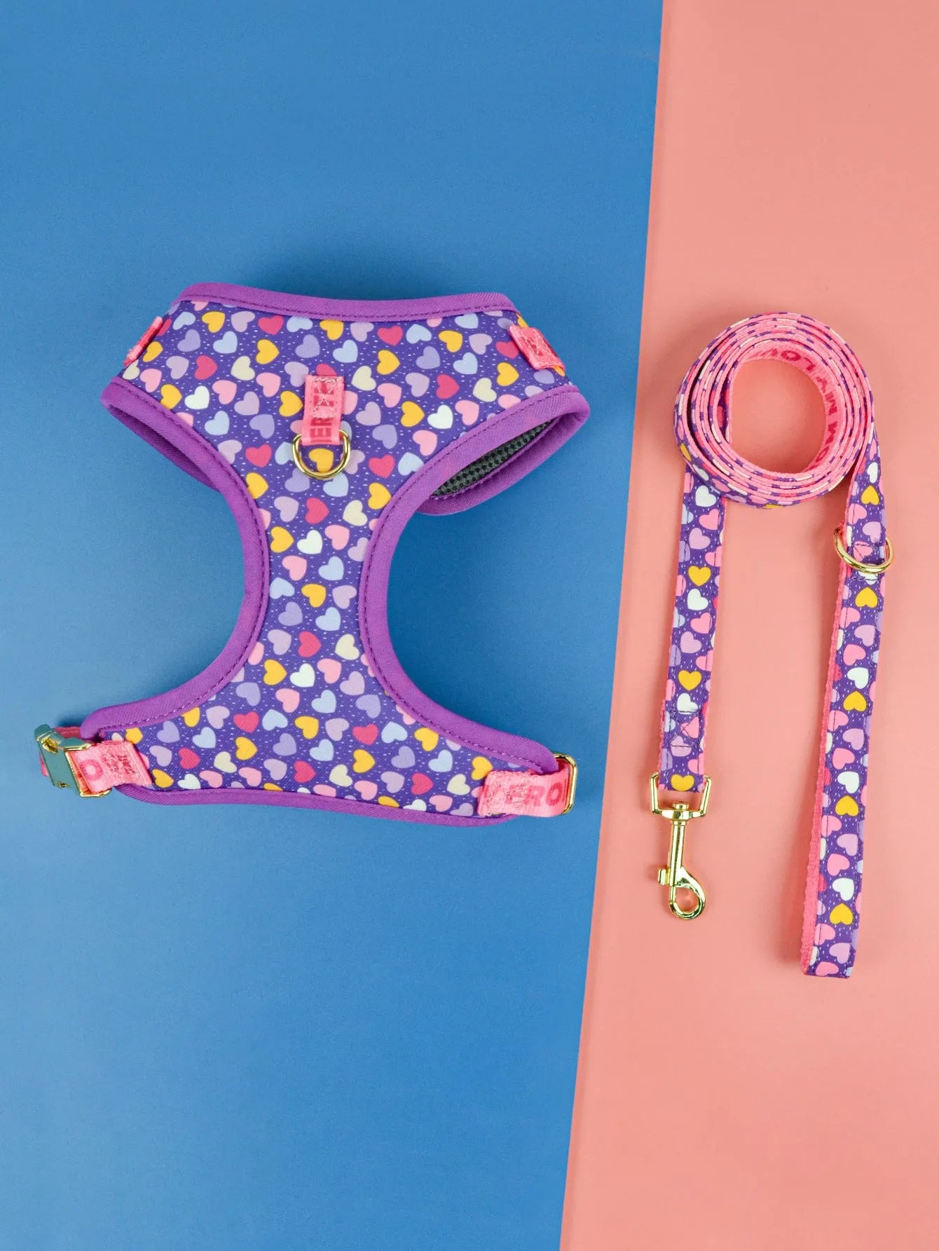Polyester dog haulage rope and chest-back harness set in multiple colours for medium and large breeds