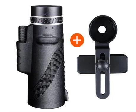 Black HD 40x60 monocular telescope for mobile phones with 40x magnification and waterproof design.