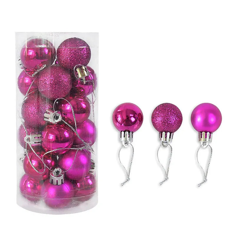 3cm diameter plastic Christmas baubles with shiny matte electroplated finish in multiple colours