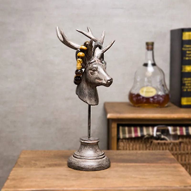 A solid natural resin animal sculpture for home decoration in black, white, or wood colour.