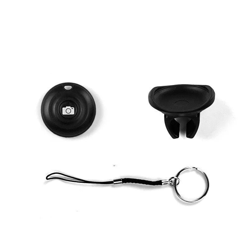 Black Bluetooth selfie remote control with snap button for wireless smartphone camera triggering