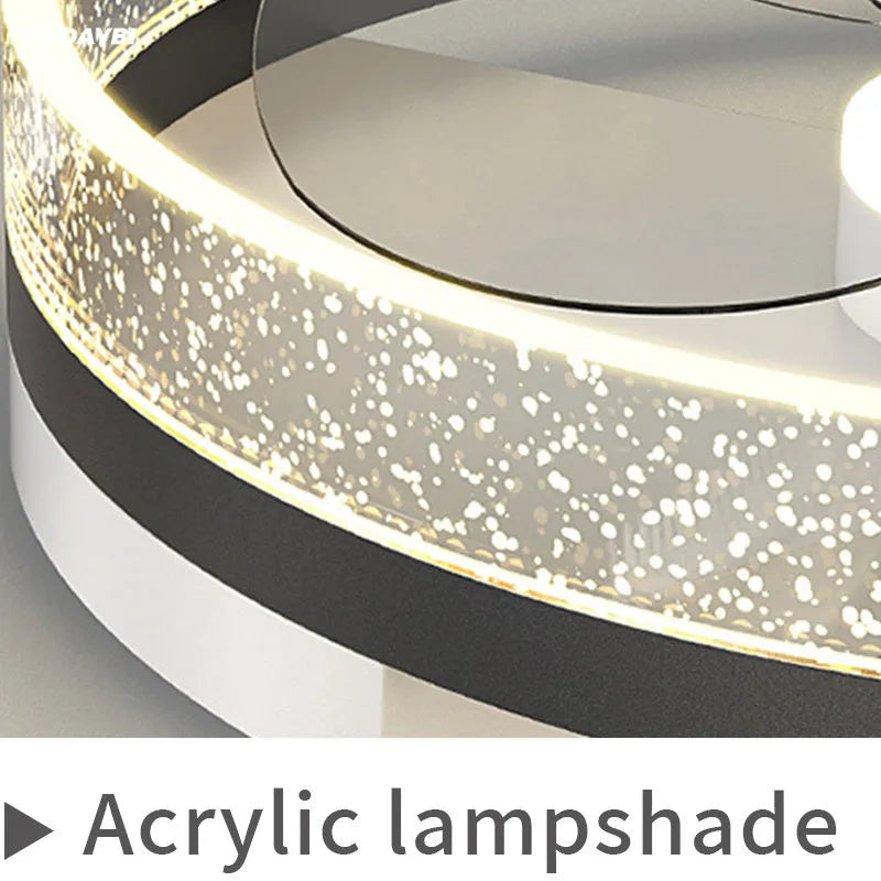 Modern Nordic ceiling lamp with iron body for children's rooms with integrated fan and LED lighting