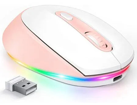 24g wireless optical mouse with USB charging cable on a desk
