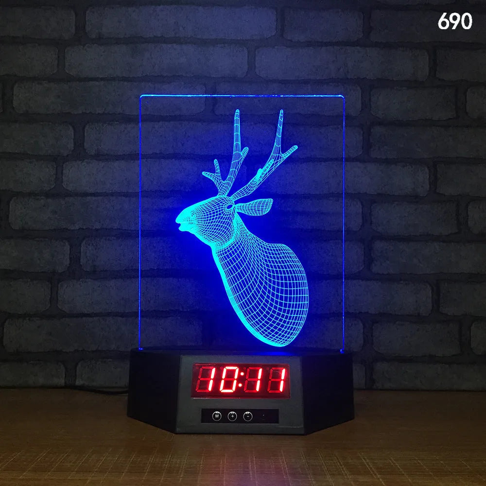 Glowing blue dolphin 3D night light with wireless charging base and remote control on wooden table