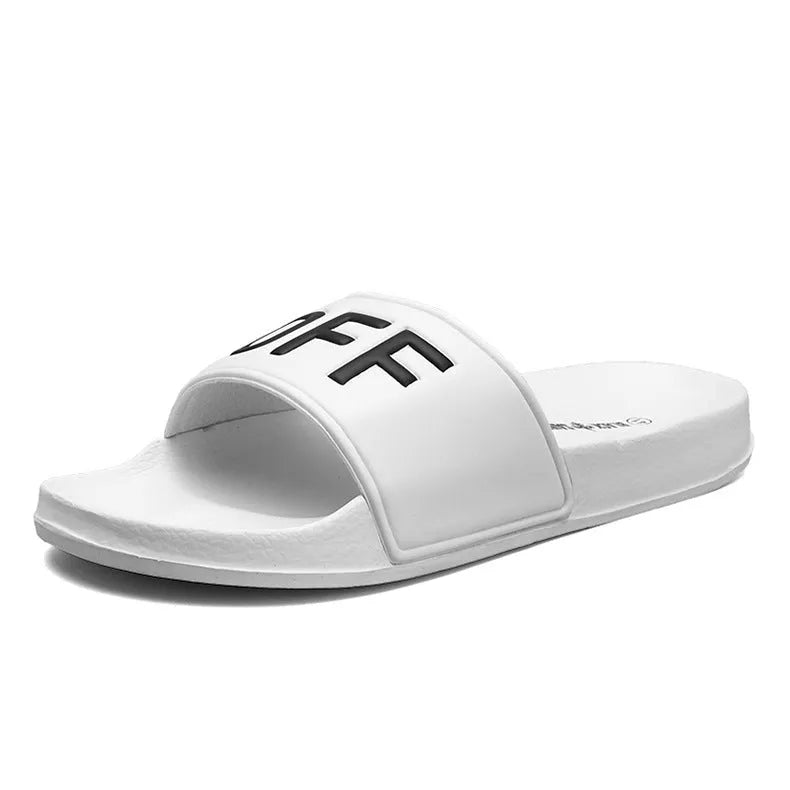 Personalised large men's slippers in black with open toe style and rubber sole