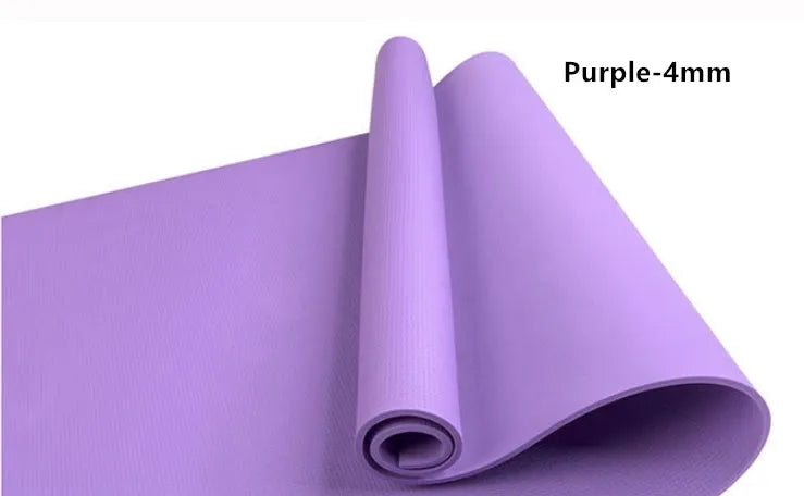 Red EVA yoga mat with textured anti-skid surface, shown rolled and unrolled.