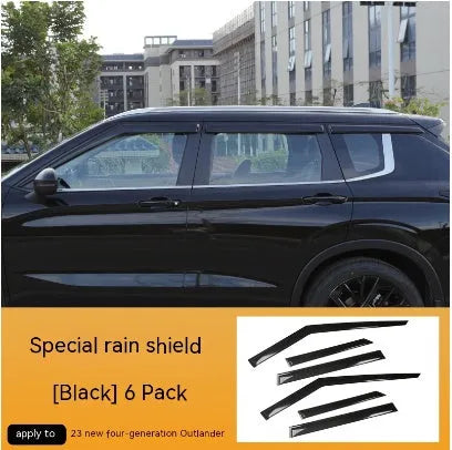 2023 Outlander window deflectors in black warrior style, mounted on vehicle exterior