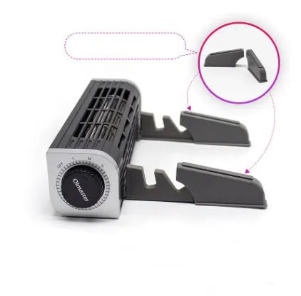 Black notebook cooler with integrated fan, showing 65mm thick frame and dimensions of 294mm length.