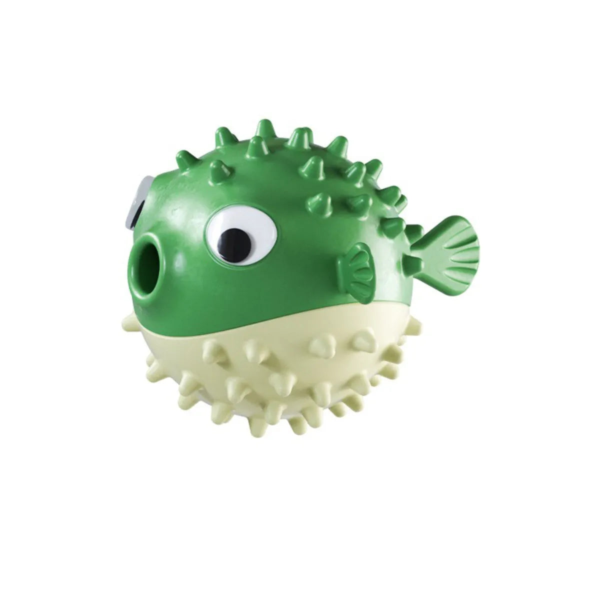 Yellow fish-shaped dog chew toy for aggressive chewers with textured surface
