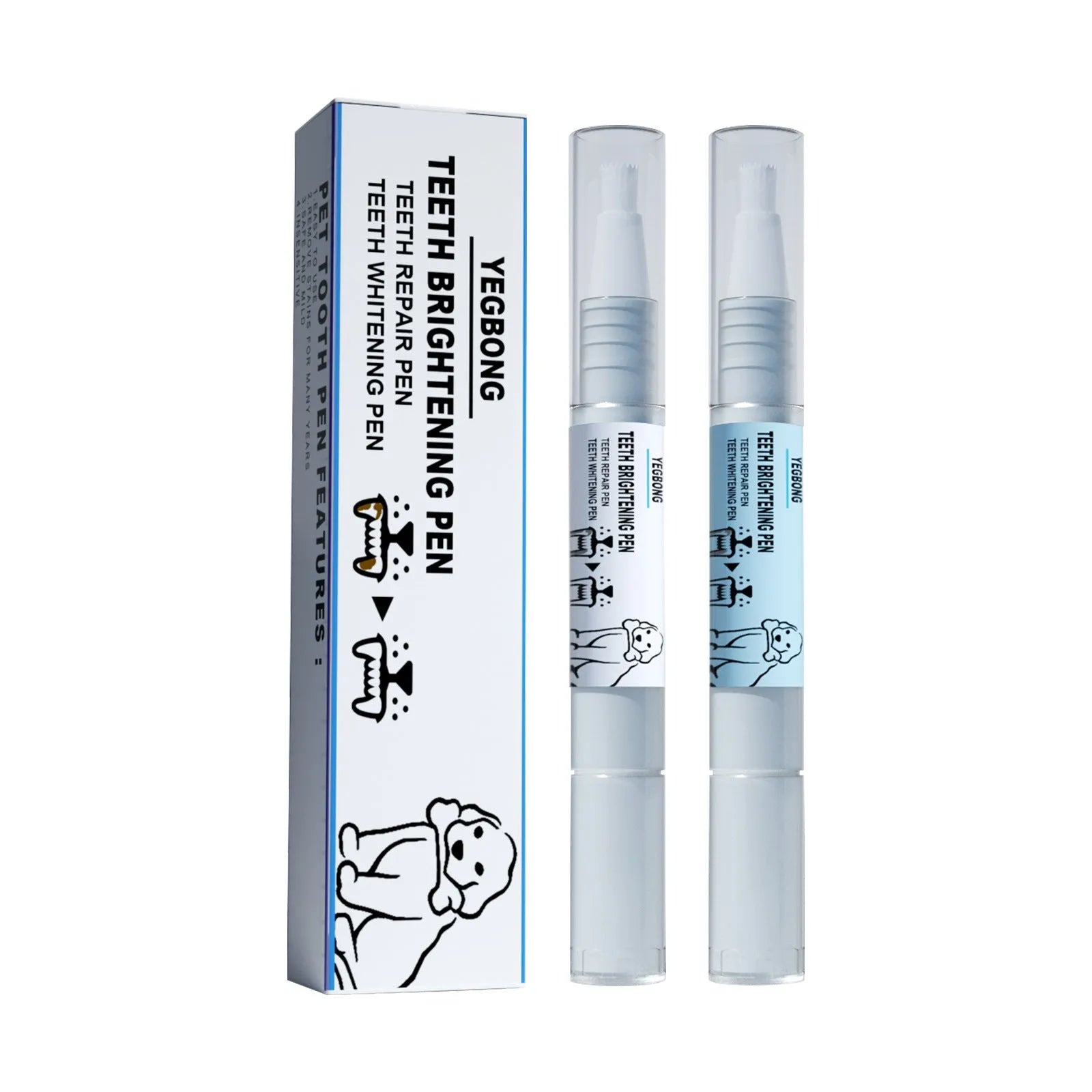 Pet teeth whitening pen with dental brushes for dogs and cats tartar removal