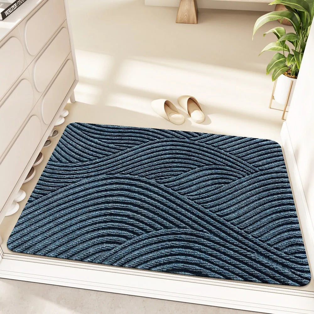 Cartoon anime alien shape entrance mat in green colour, 60x90cm diatom oil floor mat