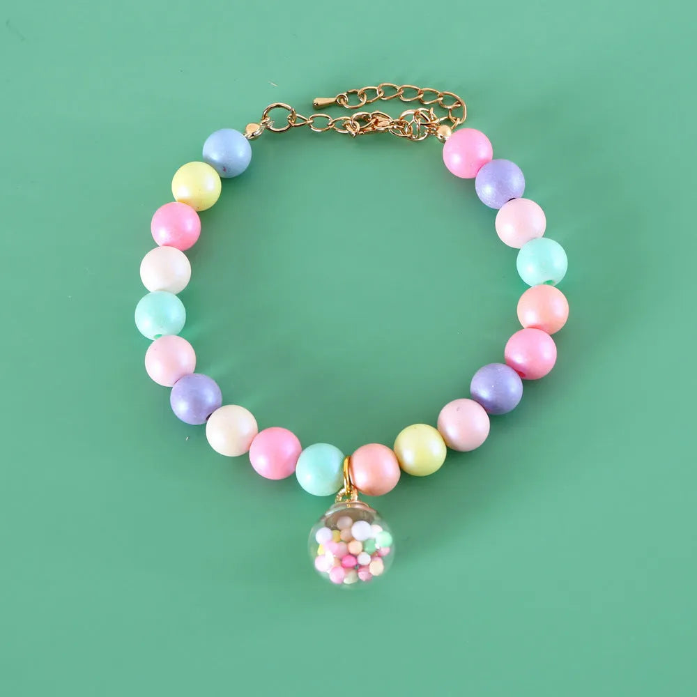 Colourful macaron pet collar with resin beads in six designs and adjustable sizing for small animals