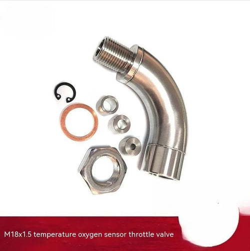 Brass M18 x 1.5 automotive temperature sensor adapter on a white background.