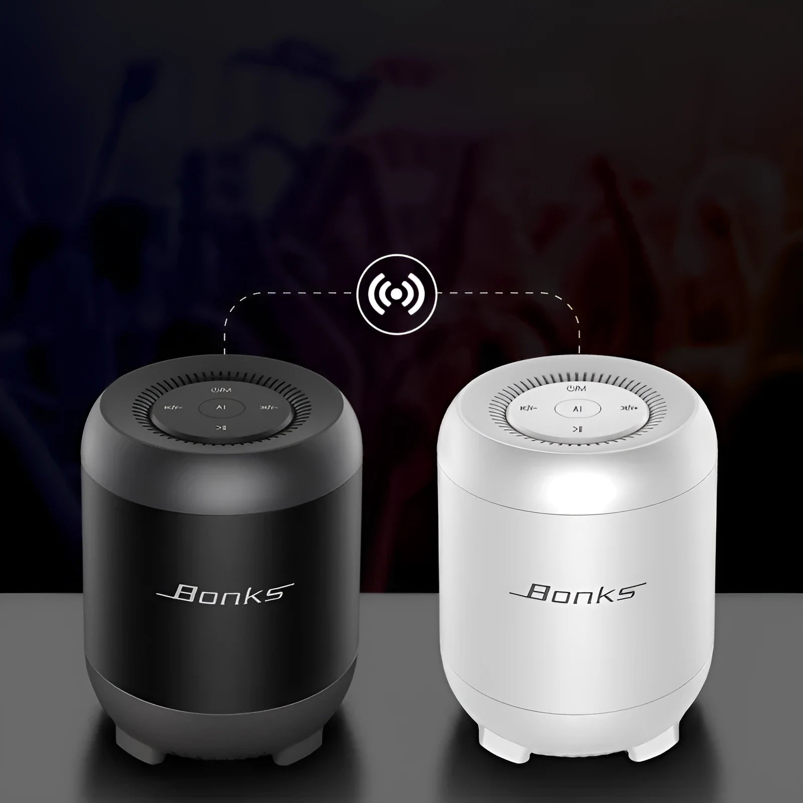 Black AI voice control Bluetooth speaker with USB port and control buttons