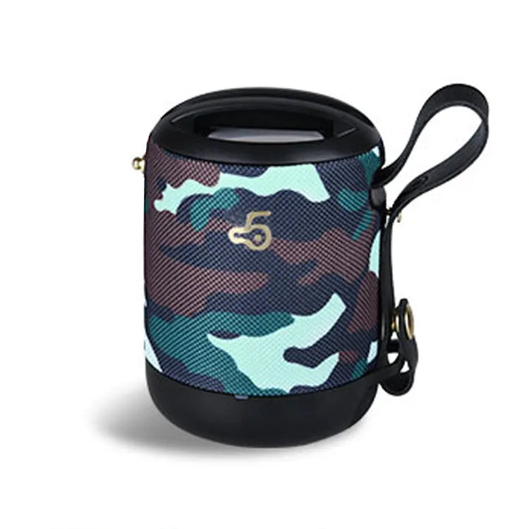 Compact square waterproof Bluetooth speaker in multiple colours with carrying strap.
