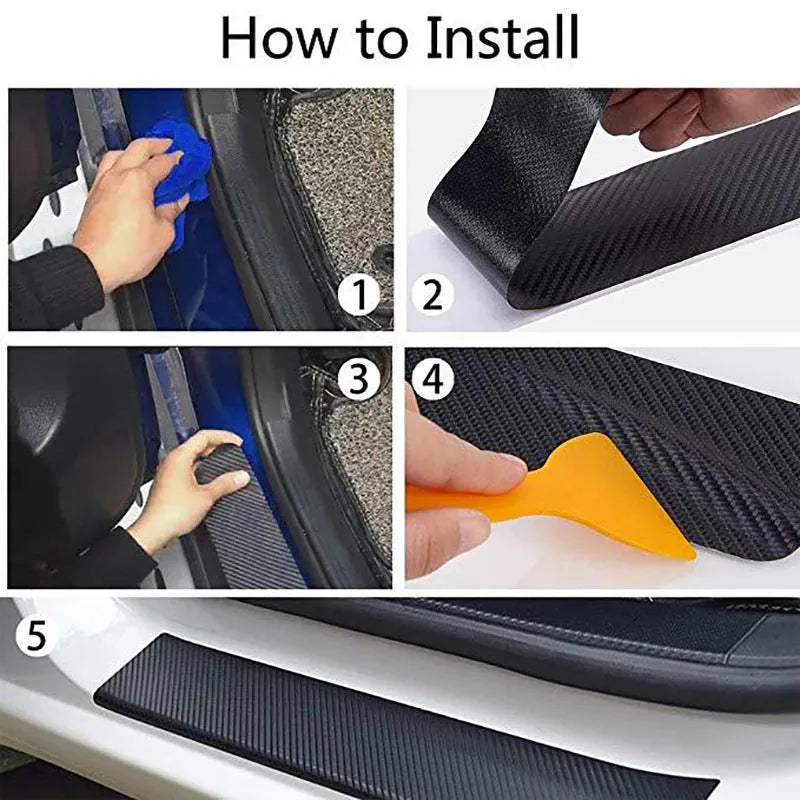 Matte carbon fibre pattern car door sill protectors in roll format with width options