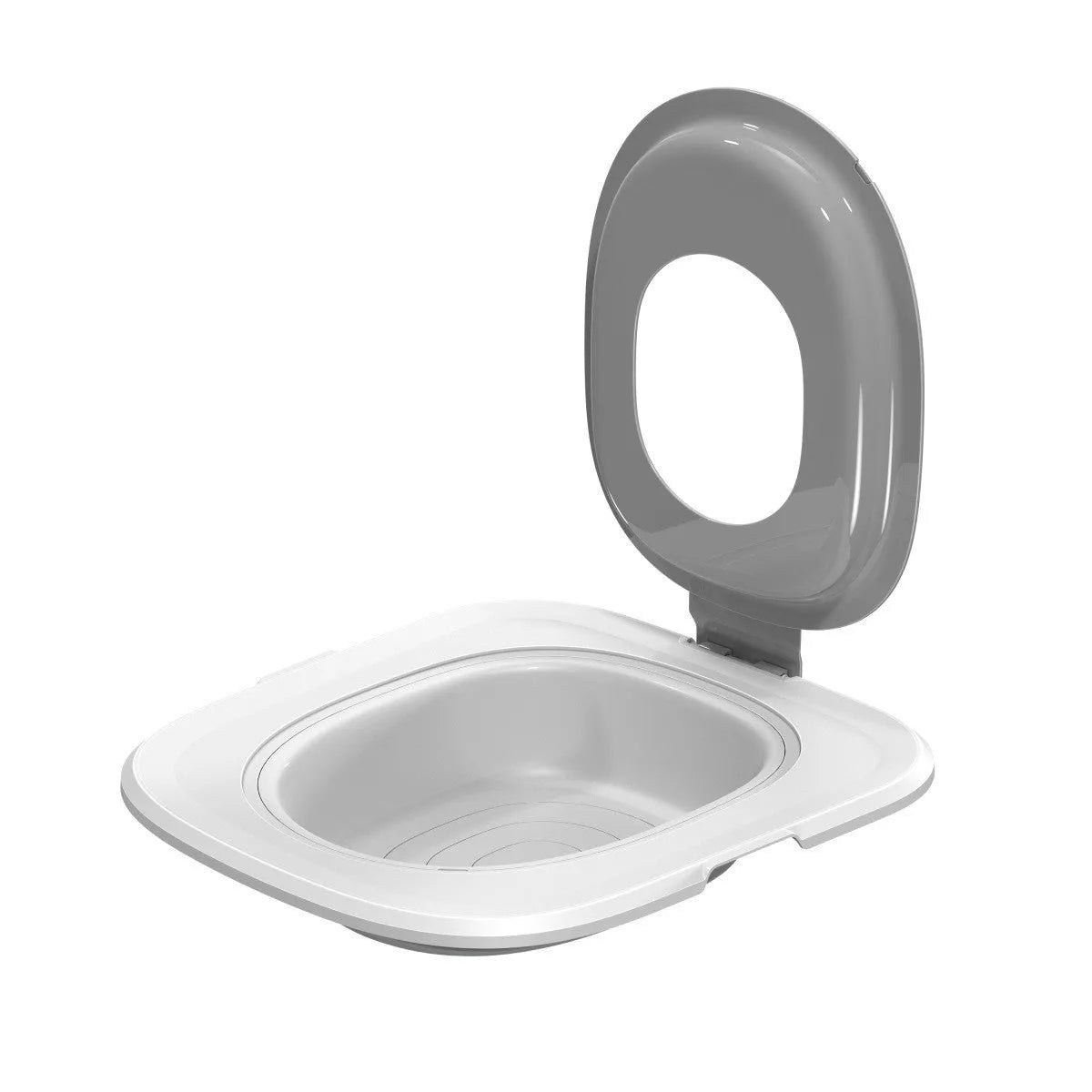 Fifth generation grey cat litter tray with integrated mat and raised sides.