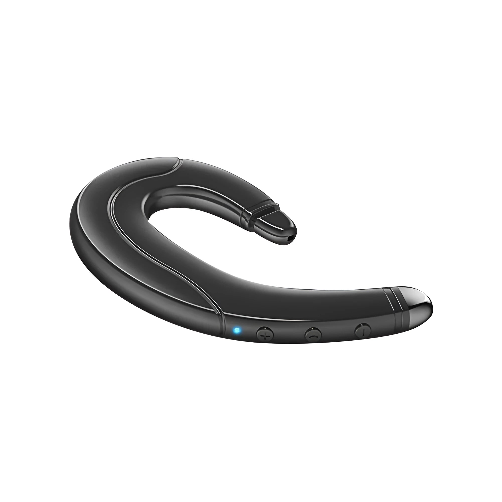 Single-ear Bluetooth earphone in black, blue or red colours with out-of-ear mounted design for hands-free communication