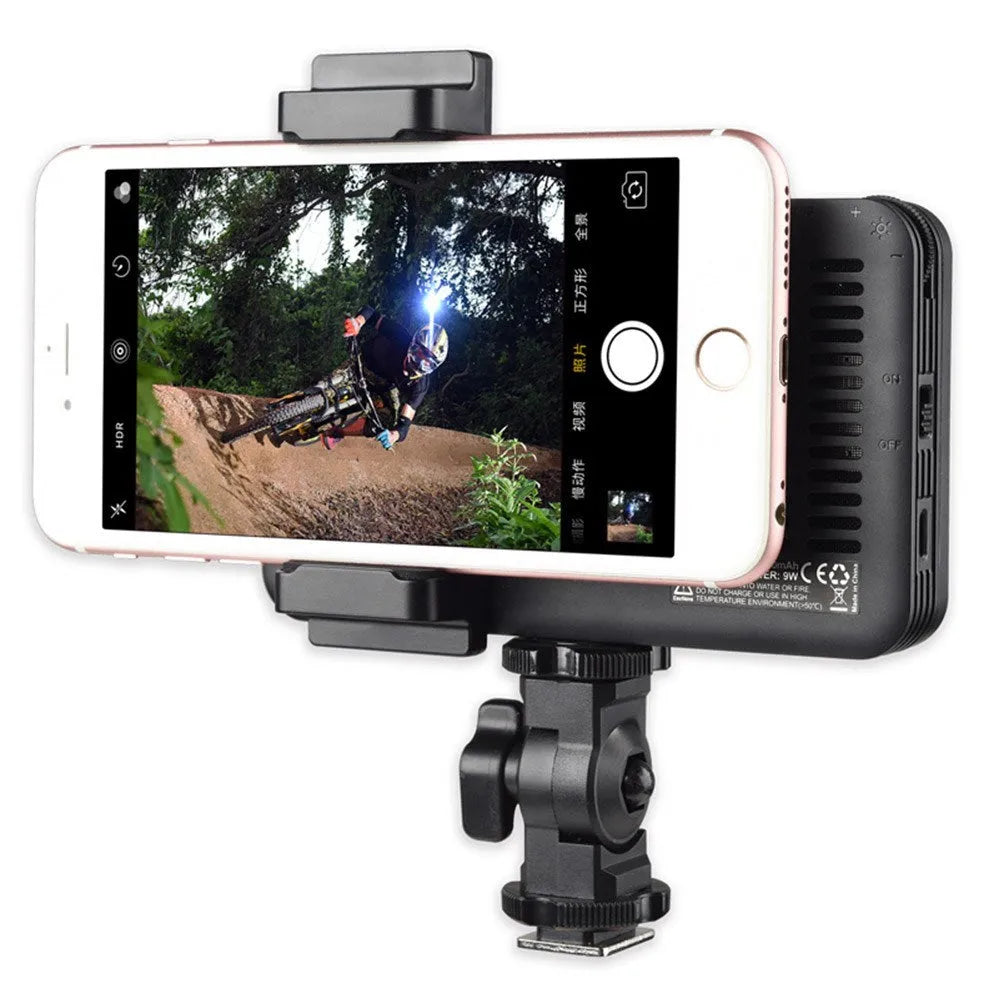 Shenniu M150 ultra-thin LED video light for mobile phones showing slim 20mm profile and LED array